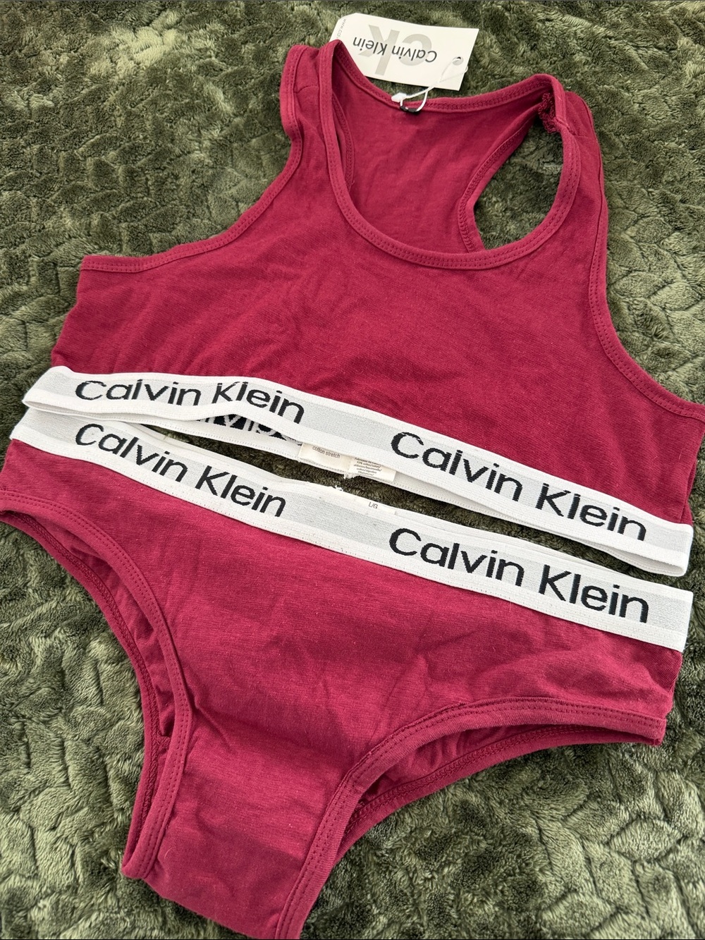 Calvin Klein Tank Bra and Panties with White Logo Waistband